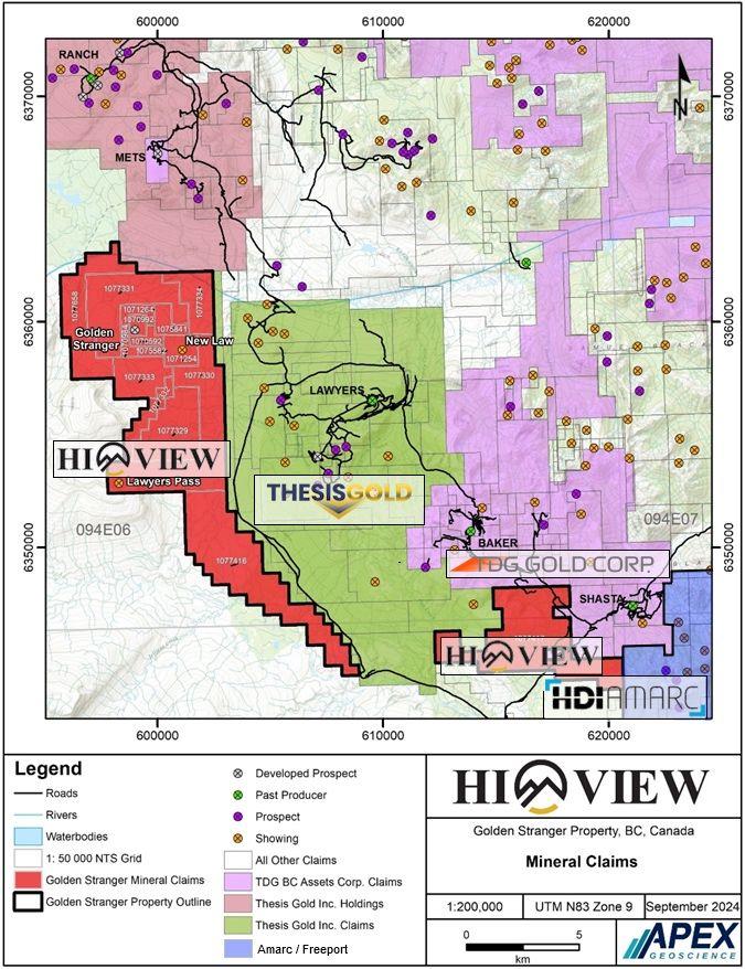 Map of Hi‑View Resources Golden Stranger Property